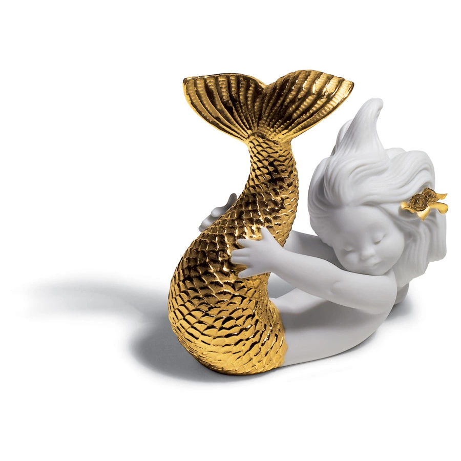 Фигурка Lladro Резвясь в море Ре-Деко 12х10 см, фарфор, золотой люстр