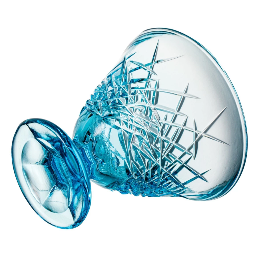 Ваза для крема на ножке ГХЗ 10,6 см, бирюзовая, хрусталь