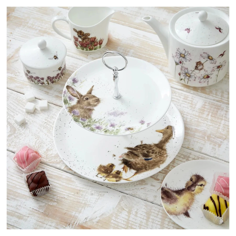 Блюдо двухъярусное Royal Worcester Забавная фауна Уточки 26,7 см, 20 см, п/к