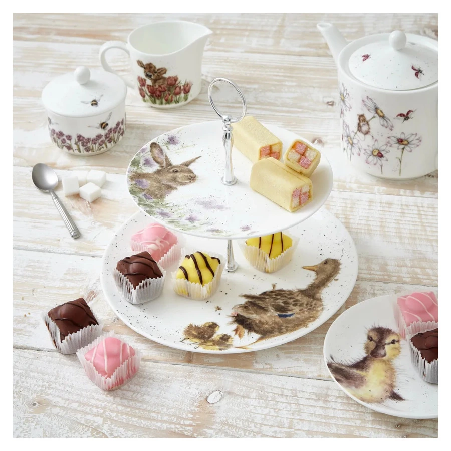 Блюдо двухъярусное Royal Worcester Забавная фауна Уточки 26,7 см, 20 см, п/к
