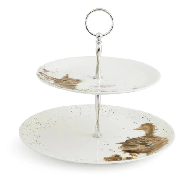 Блюдо двухъярусное Royal Worcester Забавная фауна Уточки 26,7 см, 20 см, п/к