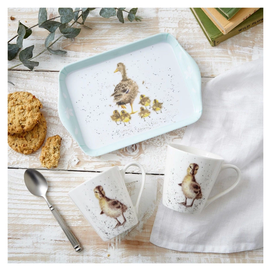 Набор  из 2 кружек с подносом Royal Worcester Забавная фауна Утиная семья 180 мл, 21х14 см