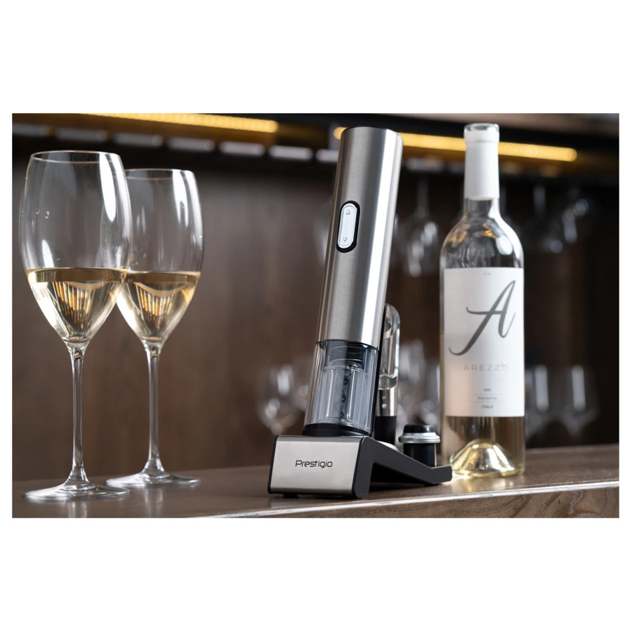 Штопор электрический Prestigio Garda с зарядным устройством, серебристый