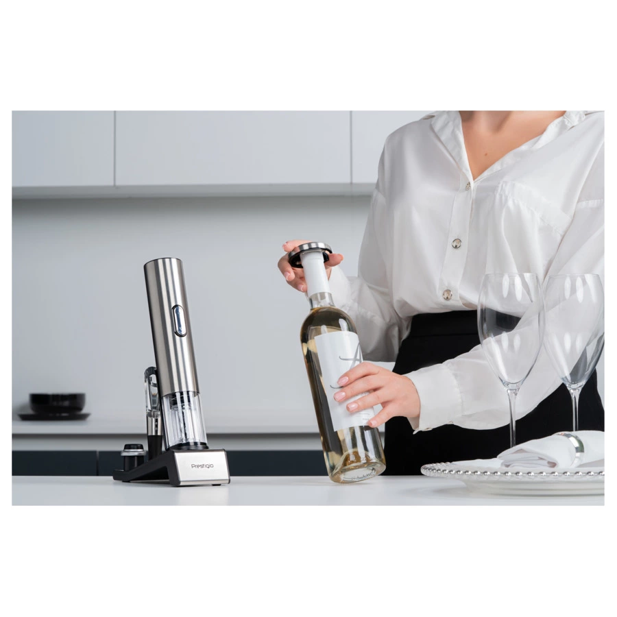 Штопор электрический Prestigio Garda с зарядным устройством, серебристый
