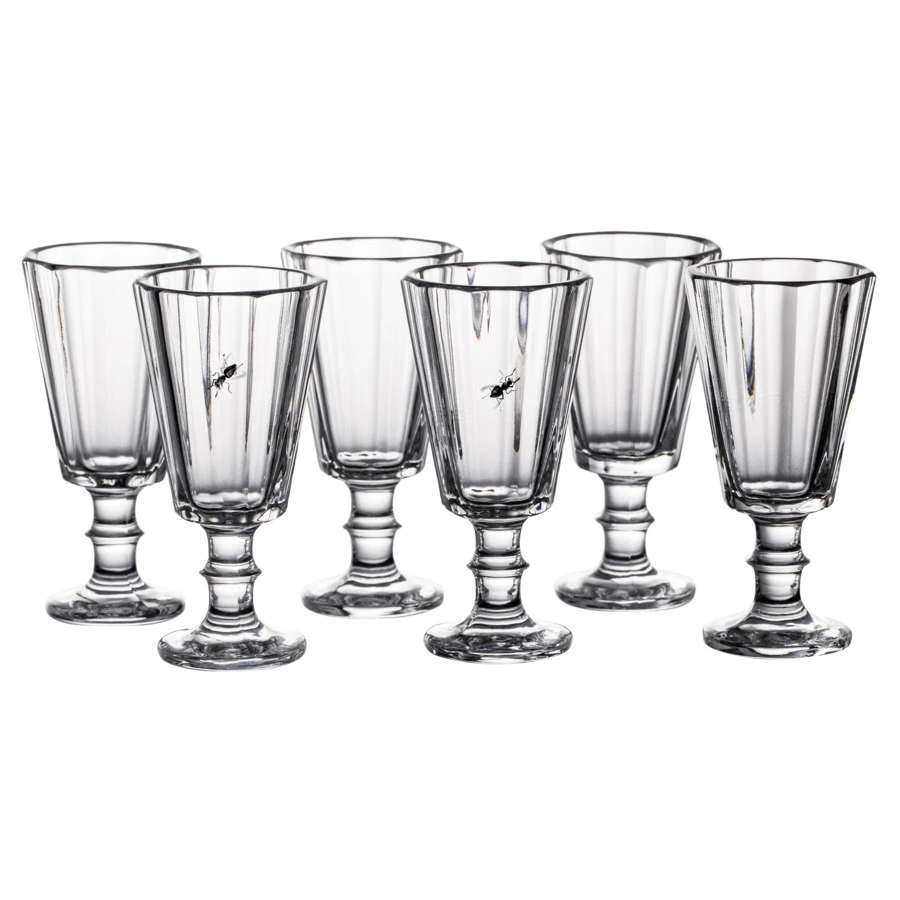 Набор рюмок-лафитников Бахметевъ1764 Под мухой 50 мл, высокая ножка, 6 шт, хрусталь, ручная роспись