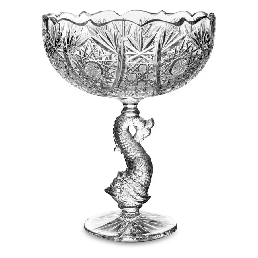 Ваза для фруктов на ножке ГХЗ Дракон 32,5 см, хрусталь, прозрачный