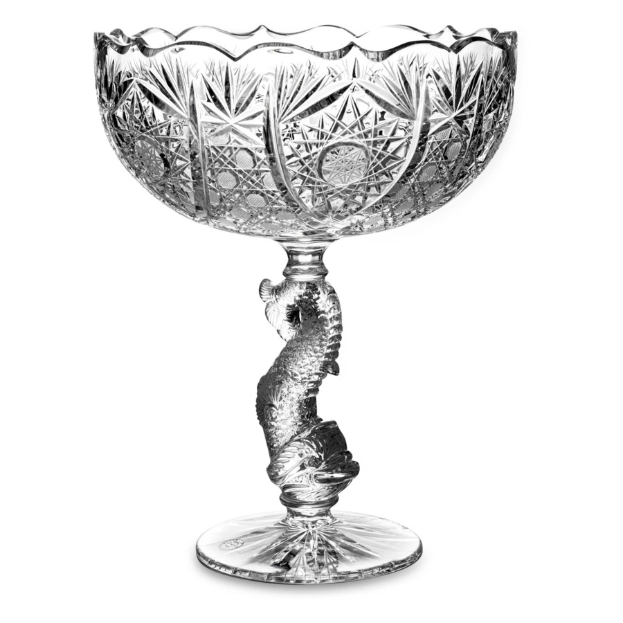Ваза для фруктов на ножке ГХЗ Дракон 32,5 см, хрусталь, прозрачный