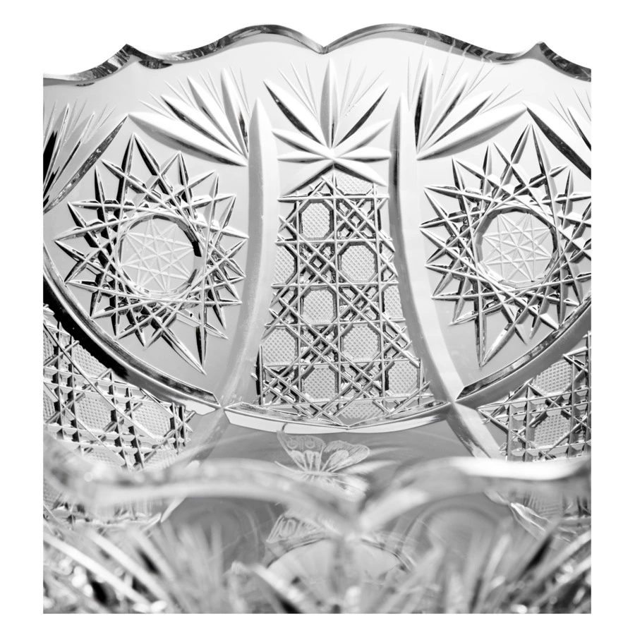 Ваза для фруктов на ножке ГХЗ Дракон 32,5 см, хрусталь, прозрачный