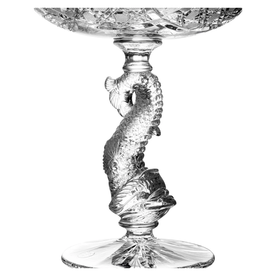 Ваза для фруктов на ножке ГХЗ Дракон 32,5 см, хрусталь, прозрачный