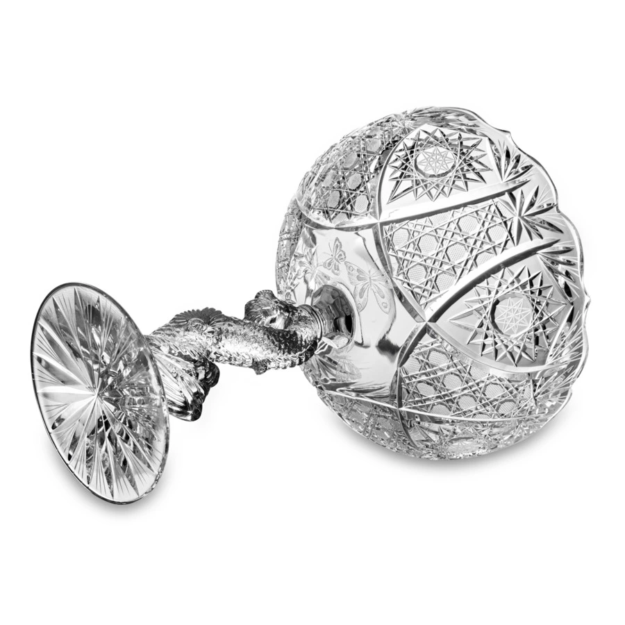 Ваза для фруктов на ножке ГХЗ Дракон 32,5 см, хрусталь, прозрачный