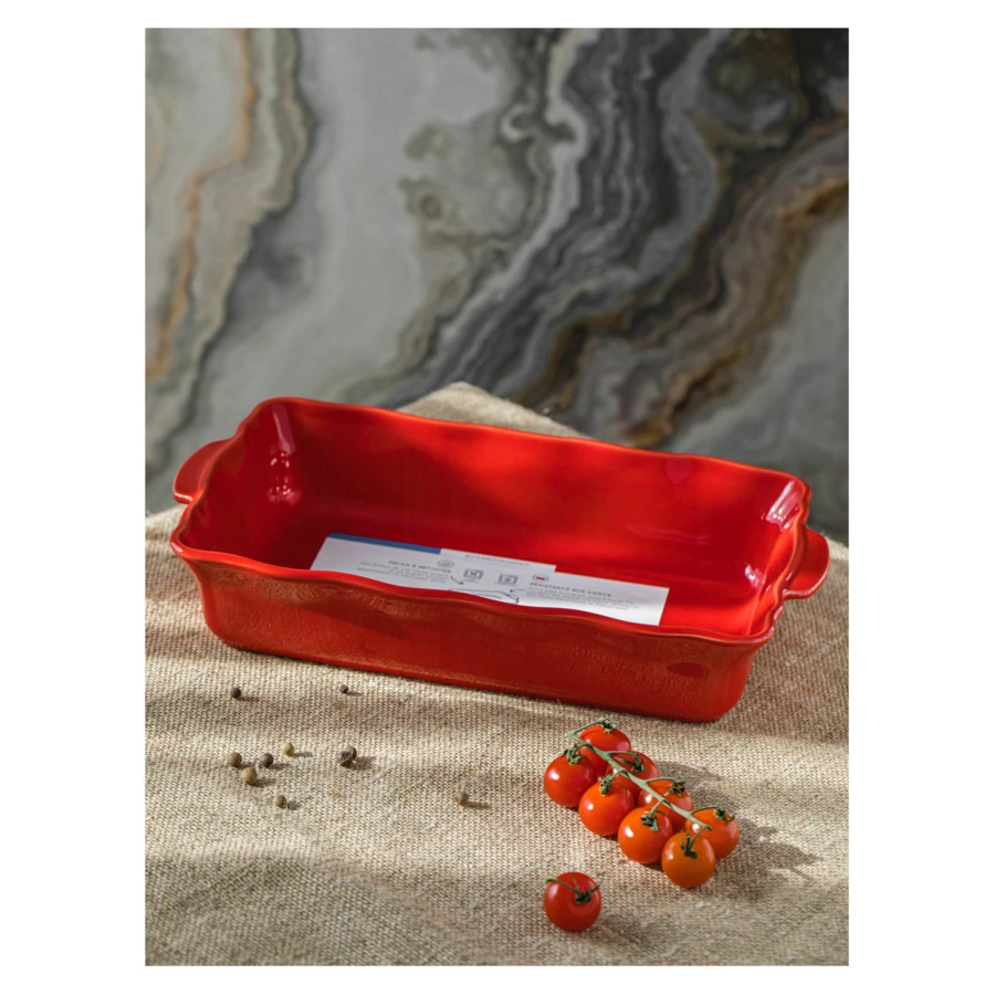 Форма для запекания прямоугольная Esprit de cuisine Festonne 36,5х20 см, 2,7 л, ручки, вишневая