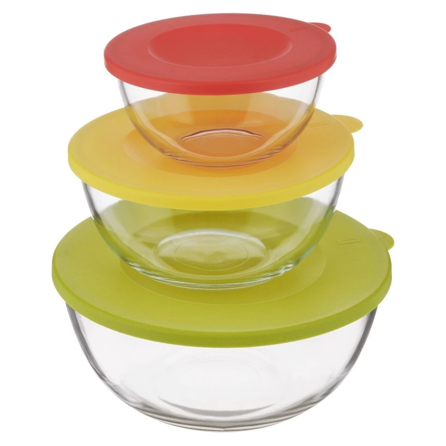 Набор круглых контейнеров Glasslock 1 л, 2 л, 4 л, 3 шт, стекло закаленное