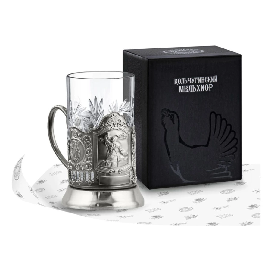 Стакан с подстаканником Кольчугинский мельхиор Комбат 250 мл, латунь