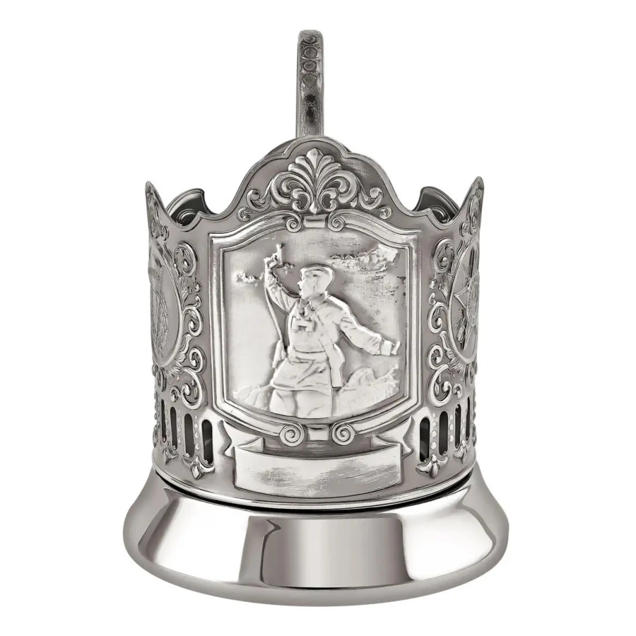 Стакан с подстаканником Кольчугинский мельхиор Комбат 250 мл, латунь