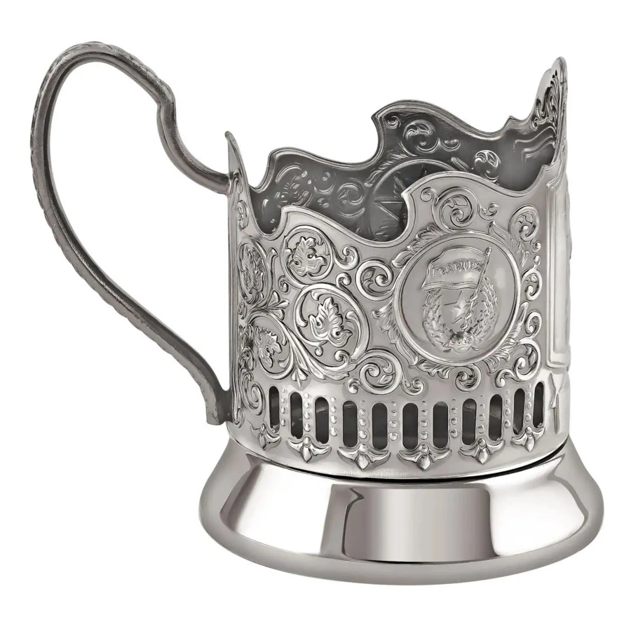 Стакан с подстаканником Кольчугинский мельхиор Комбат 250 мл, латунь