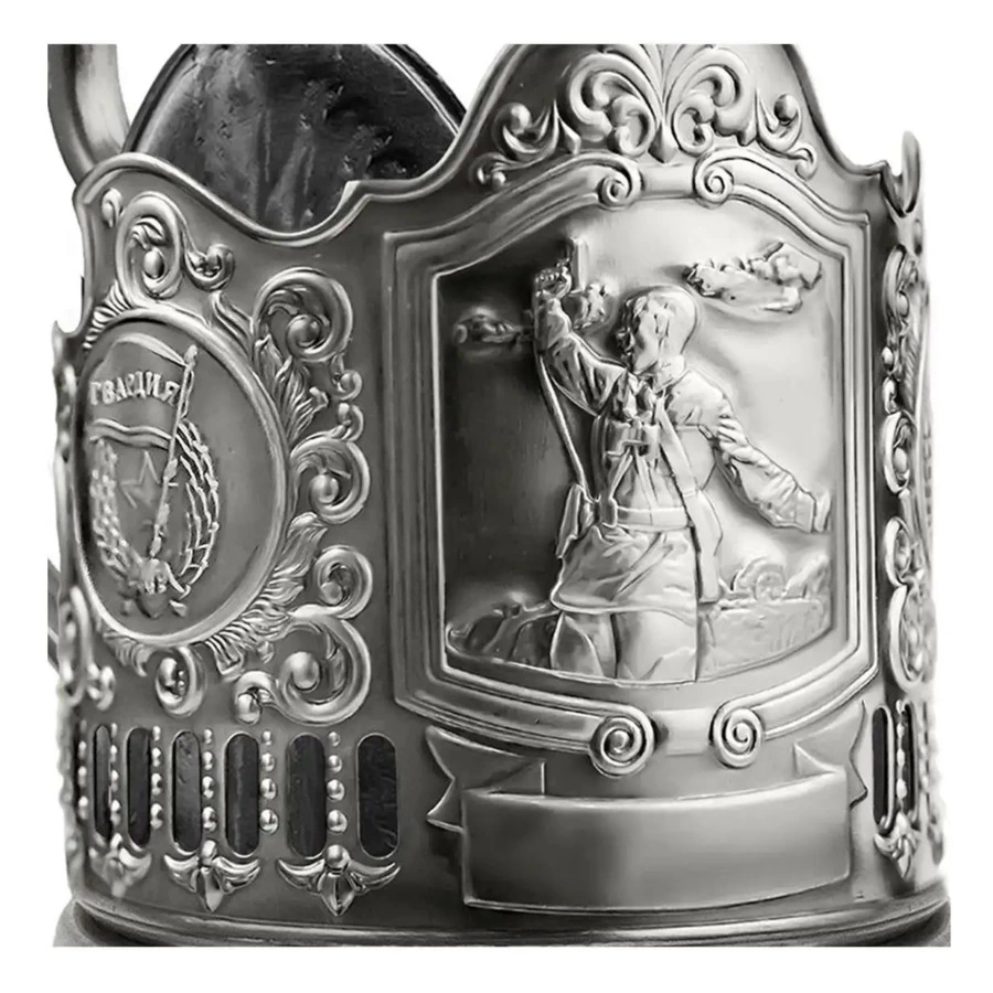 Стакан с подстаканником Кольчугинский мельхиор Комбат 250 мл, латунь