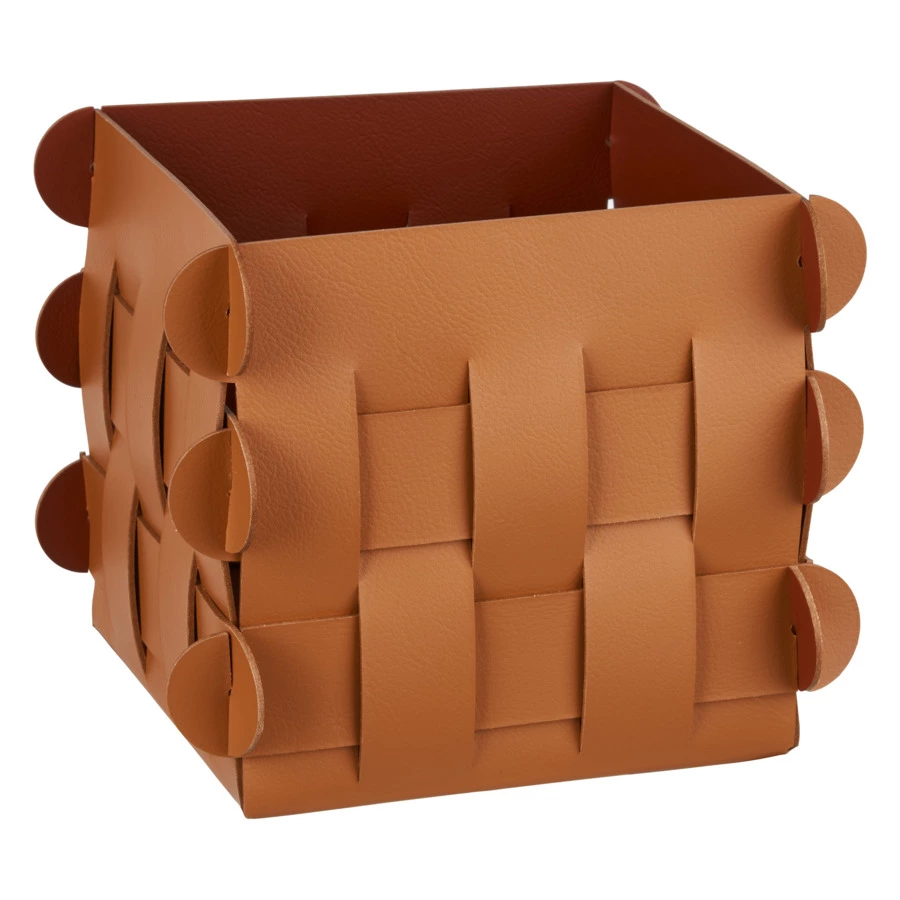 Корзинка ADJ Shlesser 13x13x13 см, кожа натуральная, коньяк