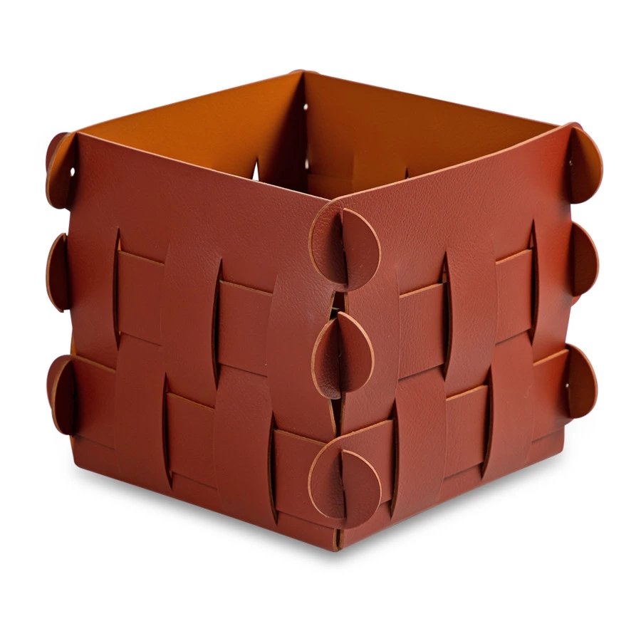 Корзинка ADJ Shlesser 13x13x13 см, кожа натуральная, бордо