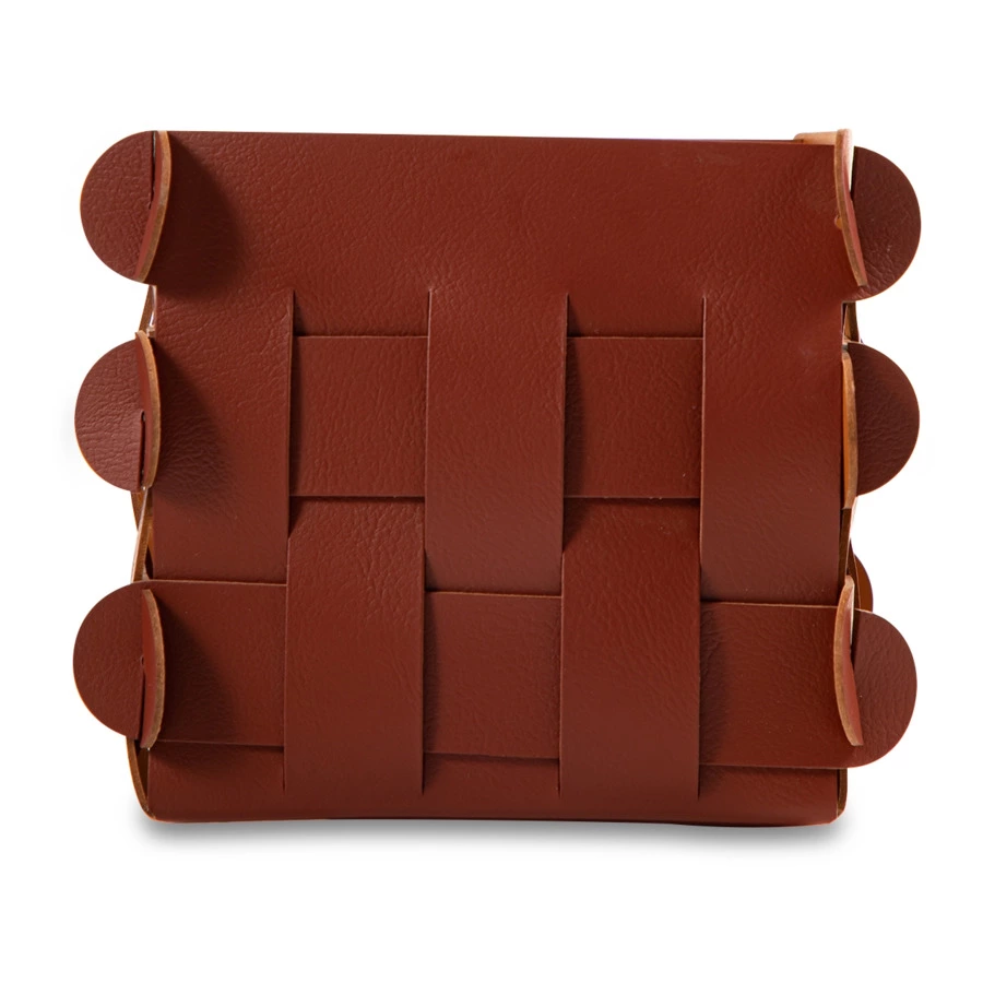 Корзинка ADJ Shlesser 13x13x13 см, кожа натуральная, бордо