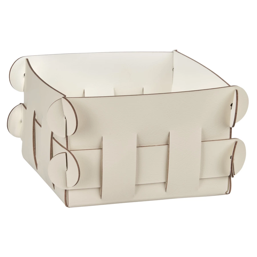 Корзинка ADJ Shlesser 13x13x8 см, кожа натуральная, панна котта