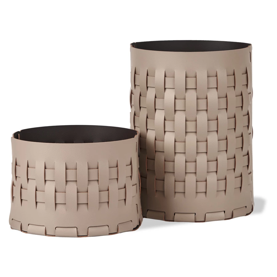 Корзина ADJ Bottega-15 d20x25 см, кожа натуральная, капучино