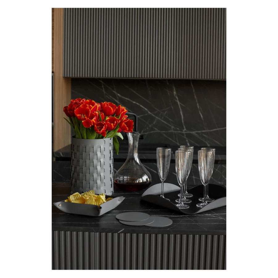 Корзина ADJ Bottega-15 d20x25 см, кожа натуральная, серый