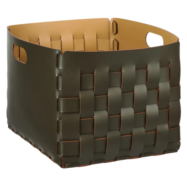Корзина ADJ Bottega 35x40х35 см, кожа натуральная, оливковый