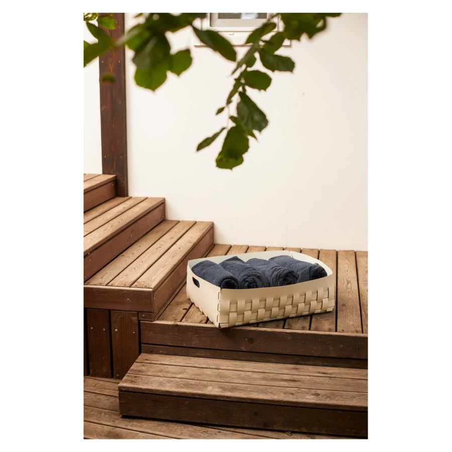 Корзина ADJ Bottega 60x50х20 см, кожа натуральная, панна котта