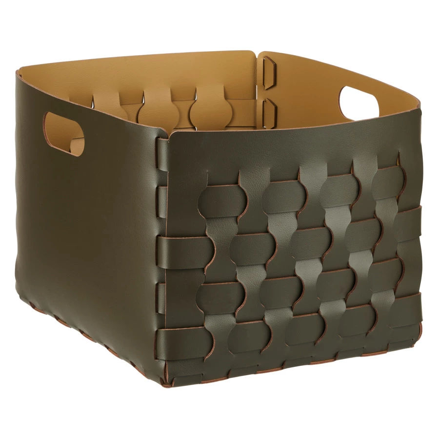 Корзина ADJ Dubai 35x40х35 см, кожа натуральная, оливковый