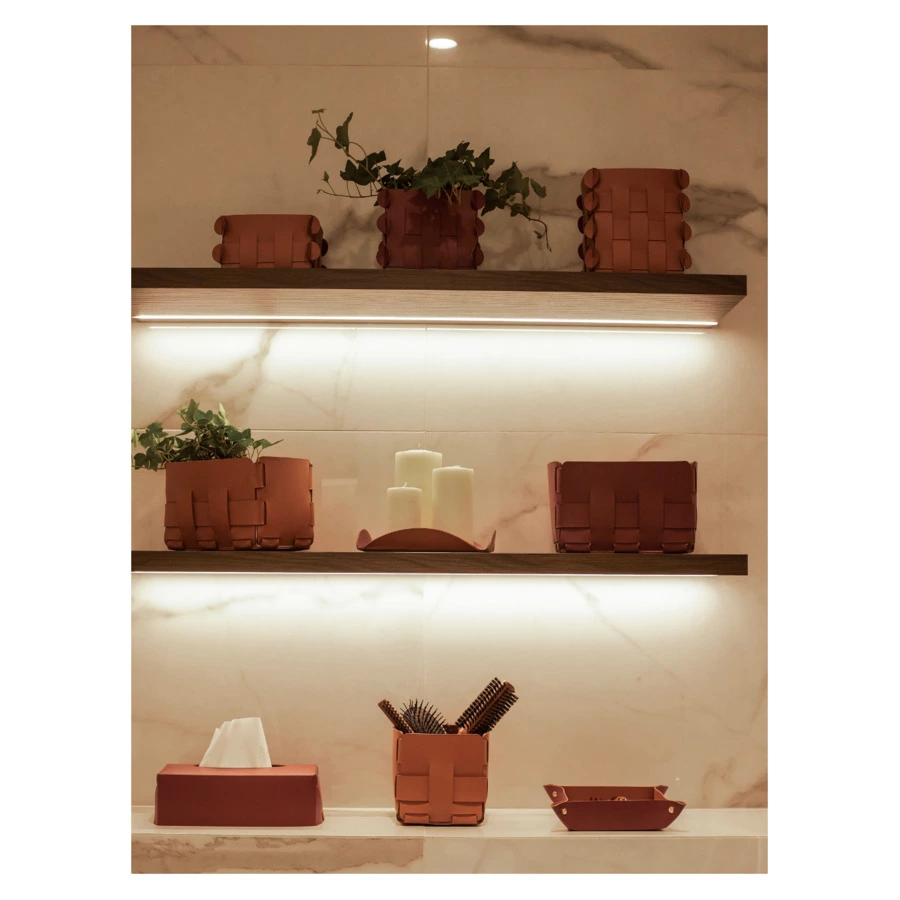 Корзина ADJ Mini Bottega 12x19х13 см, кожа натуральная, коньяк