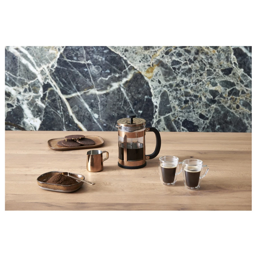 Набор для приготовления кофе Leopold Vienna, френч-пресс 800 мл, молочник, мерная ложка, медный