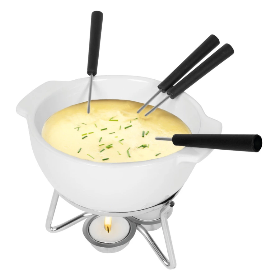 Набор для фондю Boska Party 700 мл, 18,5х16,5х15 см, 4 вилки, керамика, сталь, пластик, белый