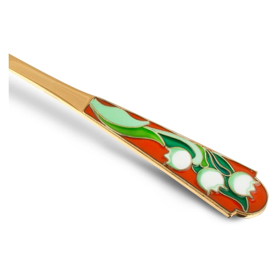 Ложка чайная Русские самоцветы 32,24 г, серебро 925, позолота