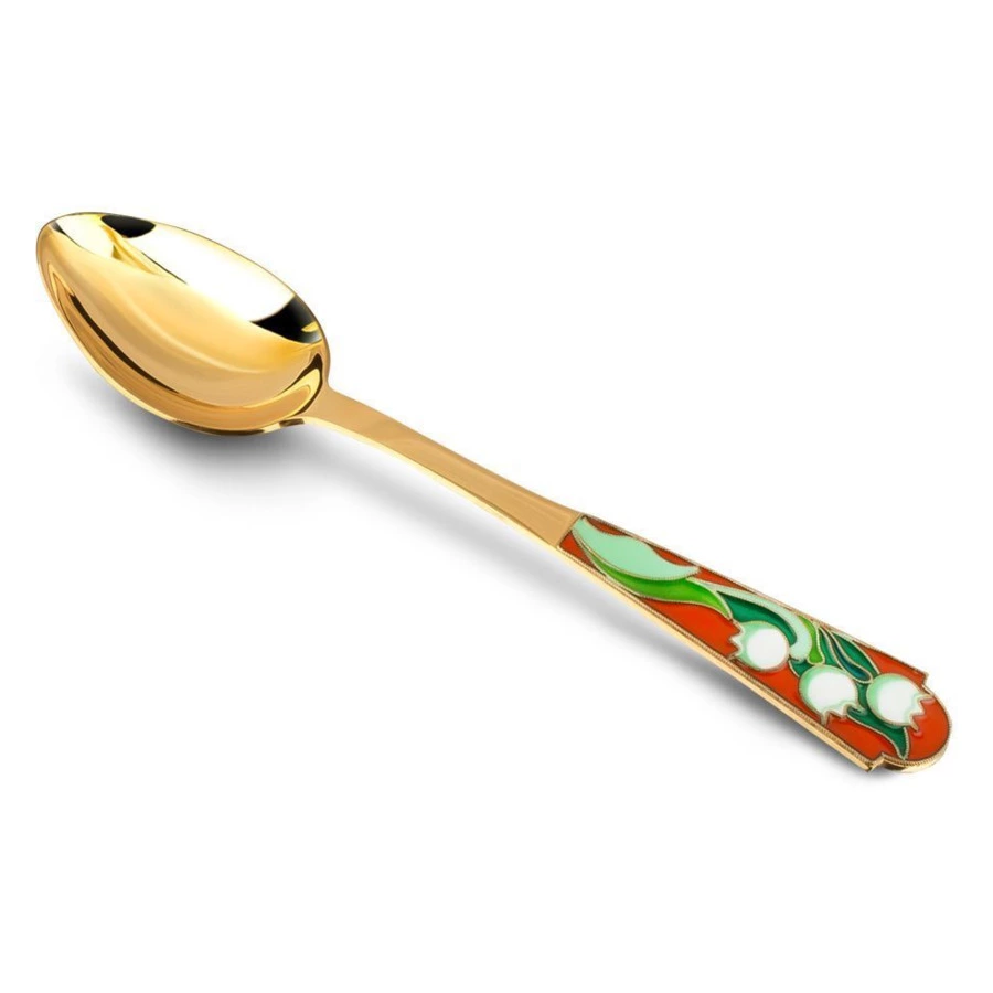 Ложка чайная Русские самоцветы 32,87 г, серебро 925, позолота