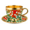Чашка чайная с блюдцем Русские самоцветы 431,81 г, серебро 925, позолота