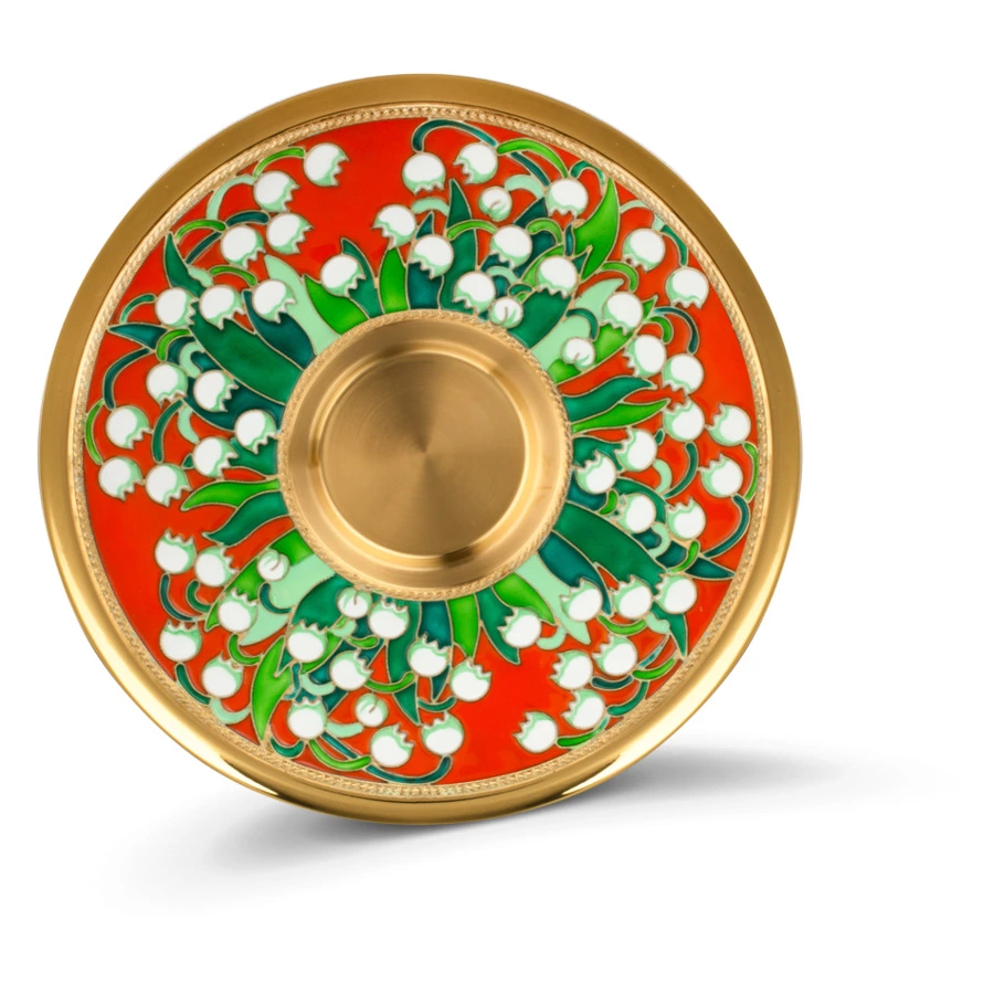 Чашка чайная с блюдцем Русские самоцветы 431,81 г, серебро 925, позолота