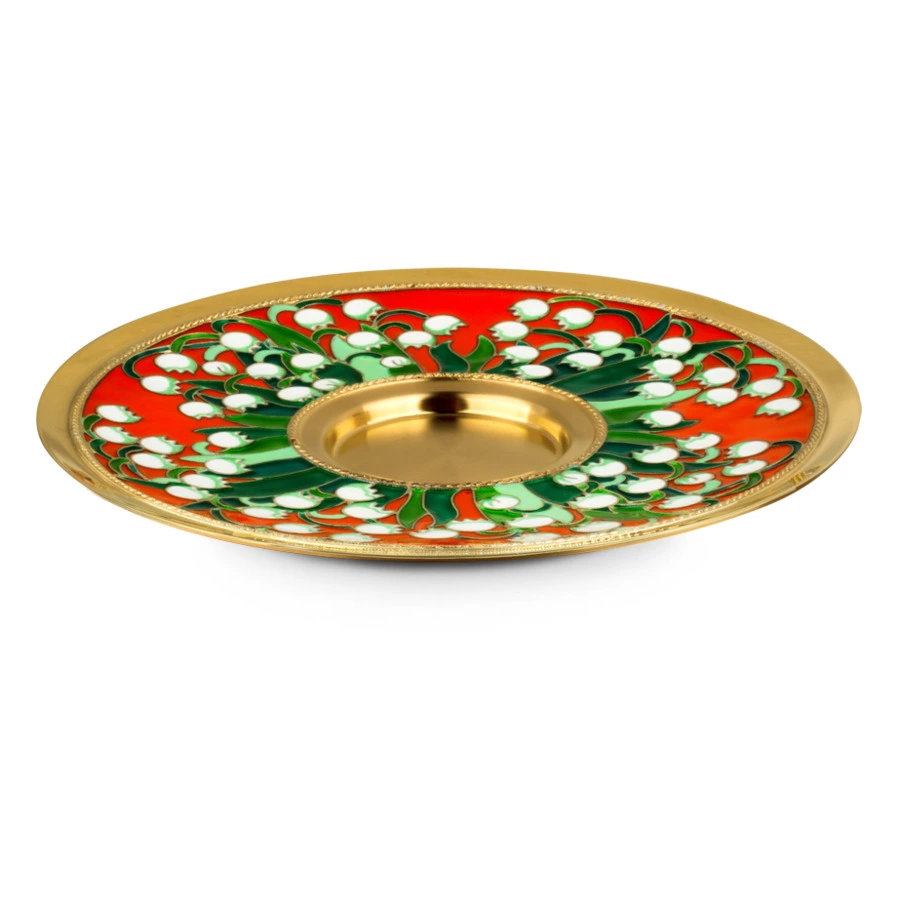 Чашка чайная с блюдцем Русские самоцветы 431,81 г, серебро 925, позолота