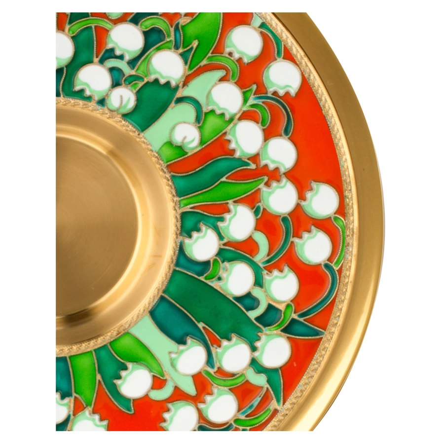 Чашка чайная с блюдцем Русские самоцветы 431,81 г, серебро 925, позолота