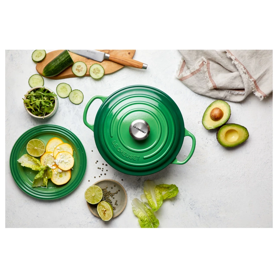 Кастрюля Le Creuset Cast Iron - Signature 24 см, стальная ручка, чугун, зеленый бамбук