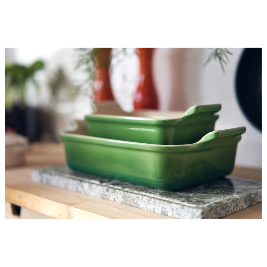 Блюдо прямоугольное Le Creuset Stoneware Heritage 19 см, керамика, зеленый бамбук