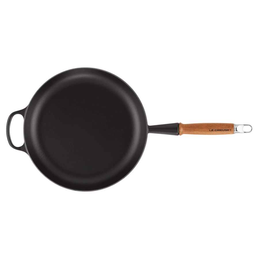 Сковорода с деревянной ручкой Le Creuset Signature 28 см, чугун, черный матовый