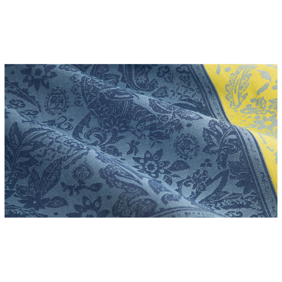 Скатерть прямоугольная Яковлевский Жаккард Бабочки в коробке 170х140 см, полулен, сине-желтый