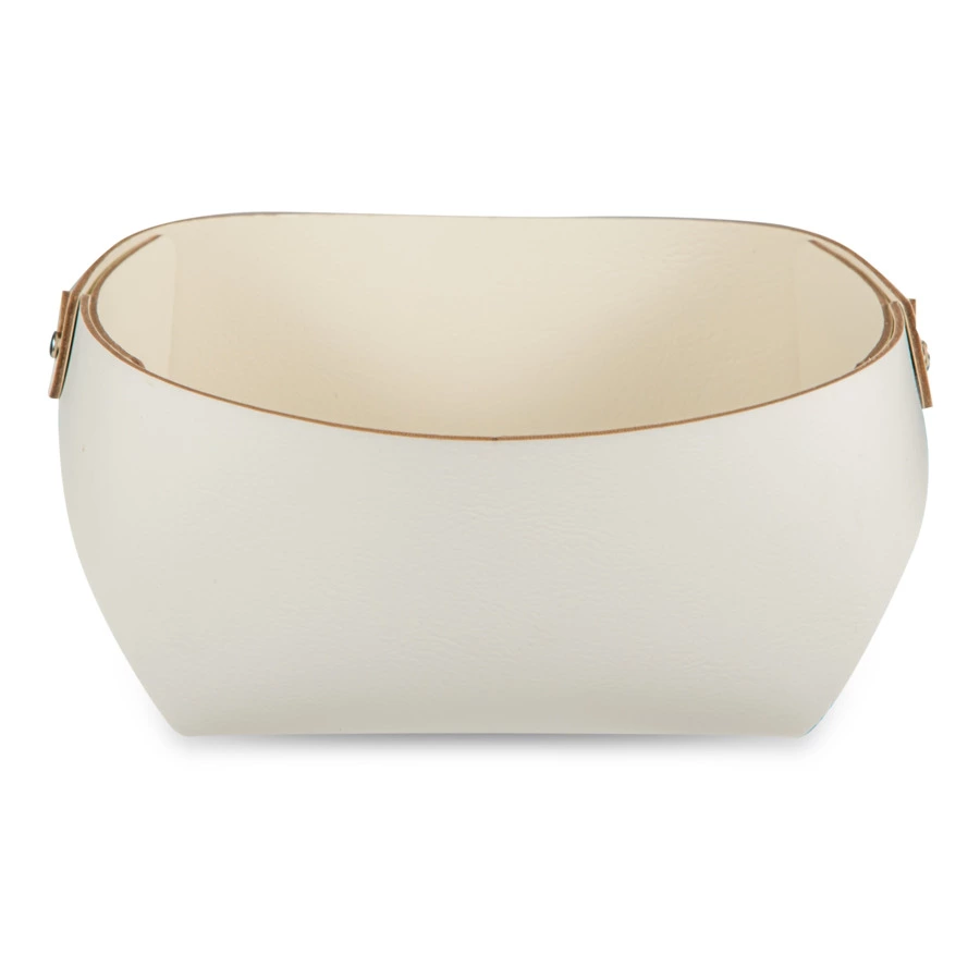 Хлебница ADJ 15х15 см, кожа натуральная, белый