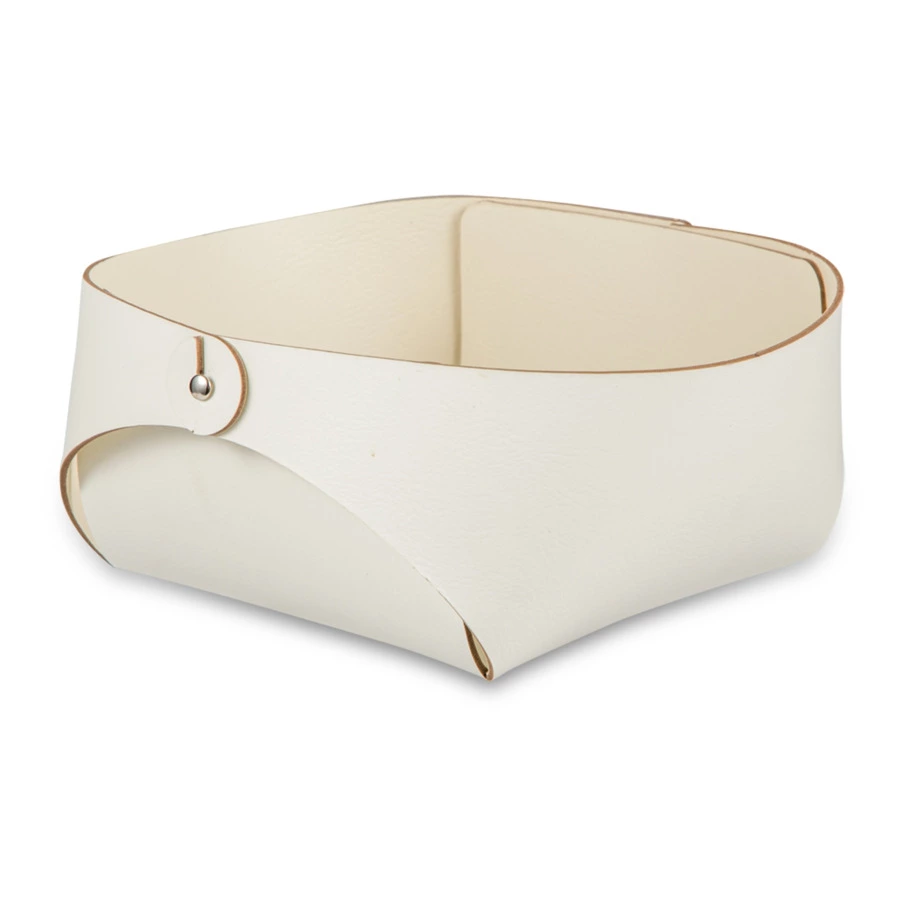 Хлебница ADJ 15х15 см, кожа натуральная, белый