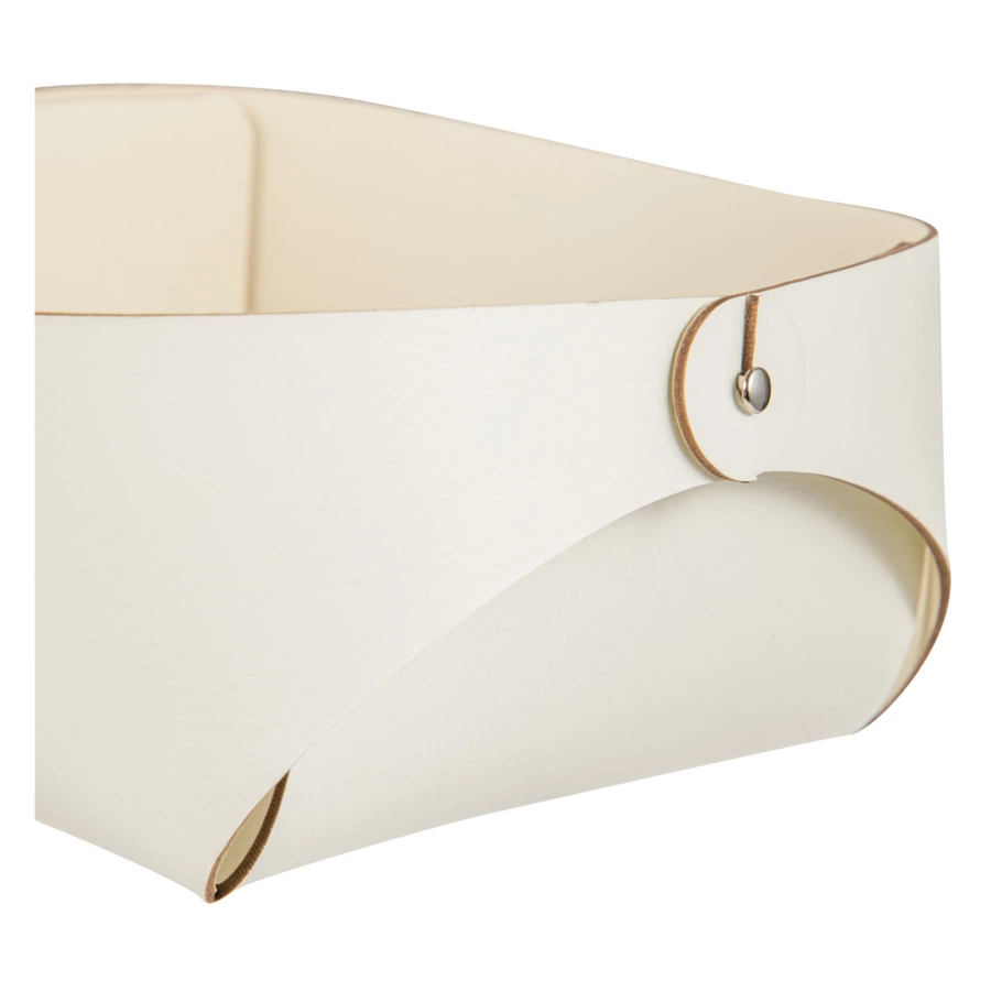 Хлебница ADJ 15х15 см, кожа натуральная, белый