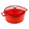 Кастрюля с крышкой LAVA d28 см, 6,7 л, чугун, красная