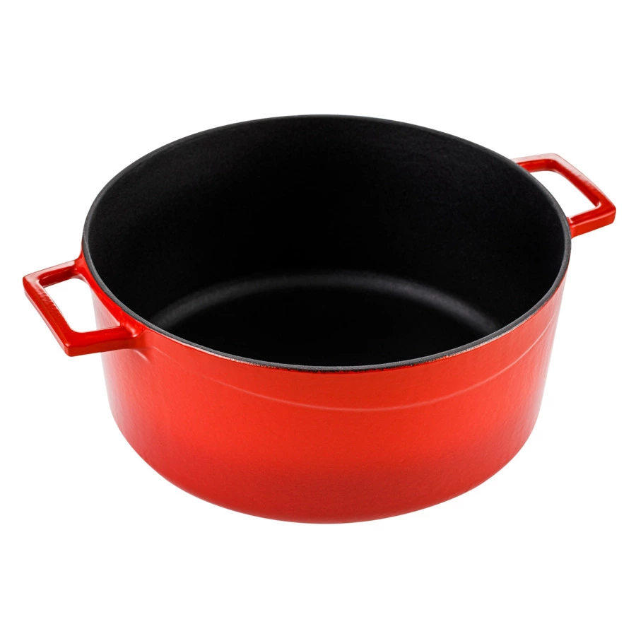 Кастрюля с крышкой LAVA d28 см, 6,7 л, чугун, красная