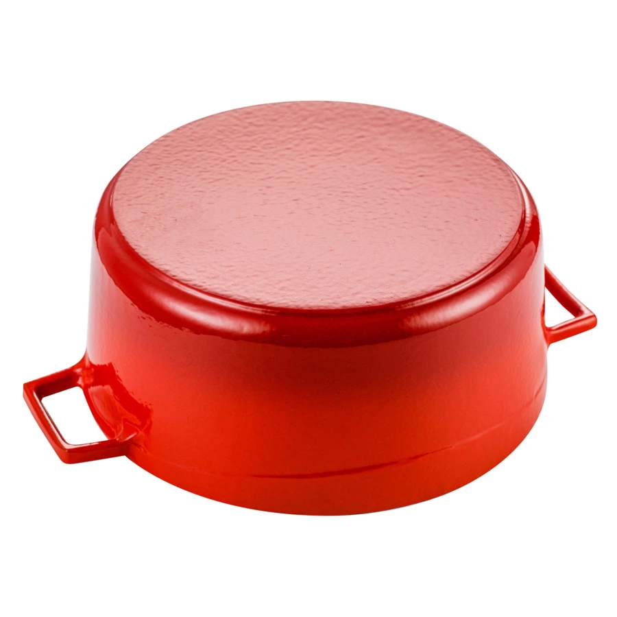 Кастрюля с крышкой LAVA d28 см, 6,7 л, чугун, красная