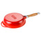 Сковорода с крышкой LAVA d28 см, 2,8 л, с деревянной ручкой, чугун, красная