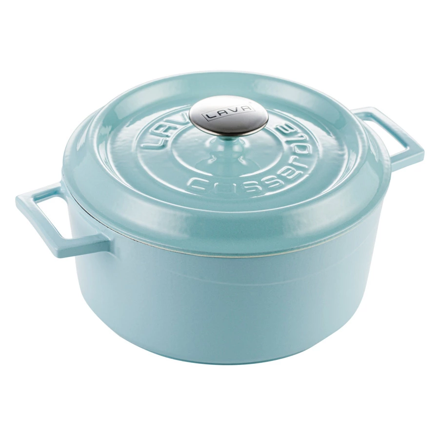 Кастрюля с крышкой LAVA d24 см, 4,5 л, чугун, бирюзовая